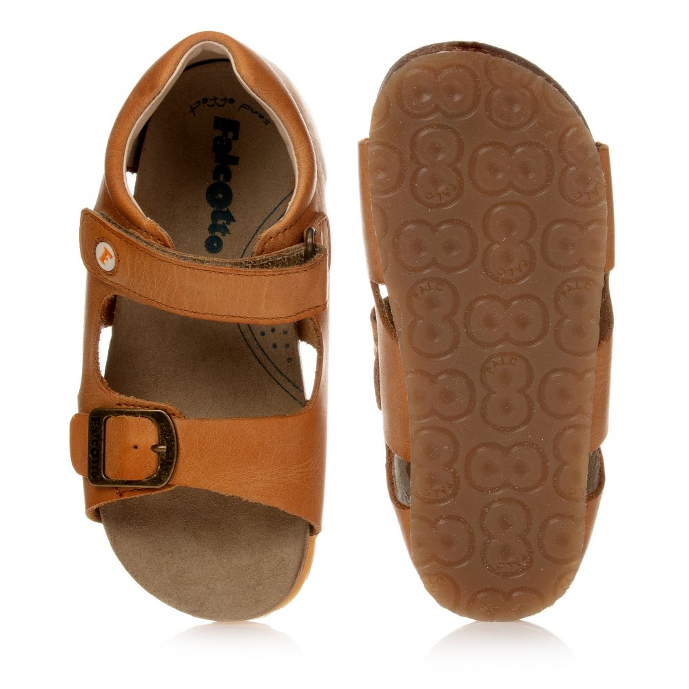 Falcotto by Naturino Brown Leather Buckle Sandals Childrensalon Outlet