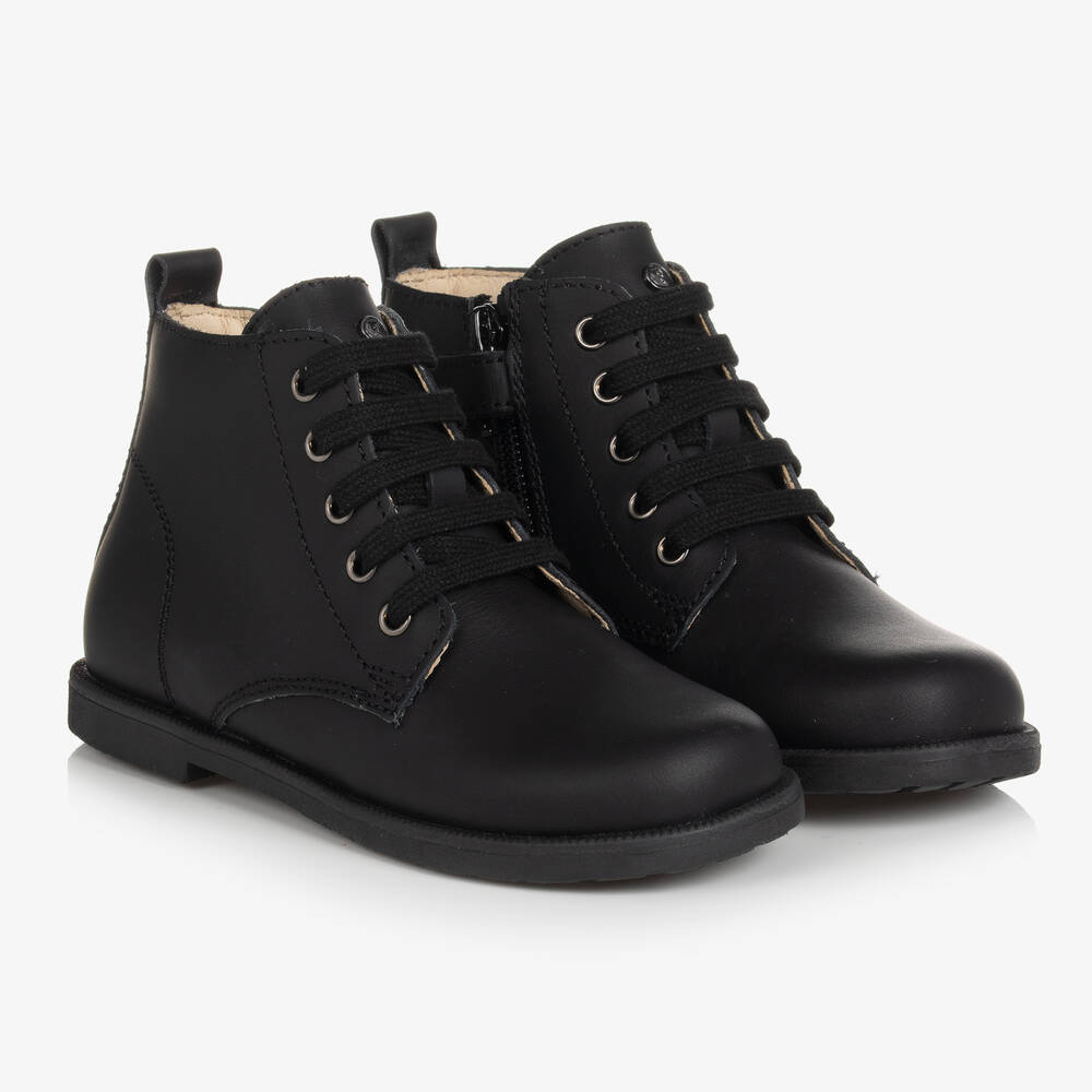 Falcotto by Naturino - Boots noires en cuir fille | Childrensalon