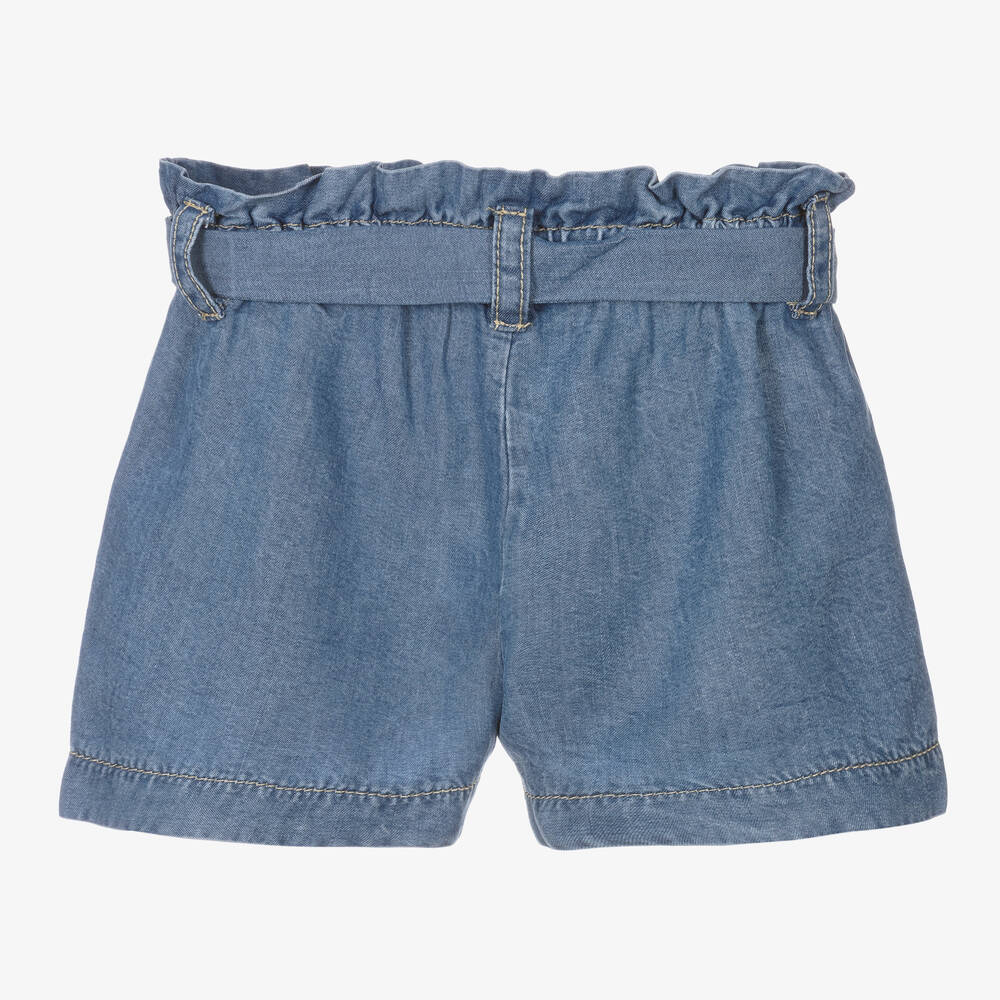 Falcotto by Naturino-Girls Blue Lyocell Chambray Shorts | Childrensalon Outlet