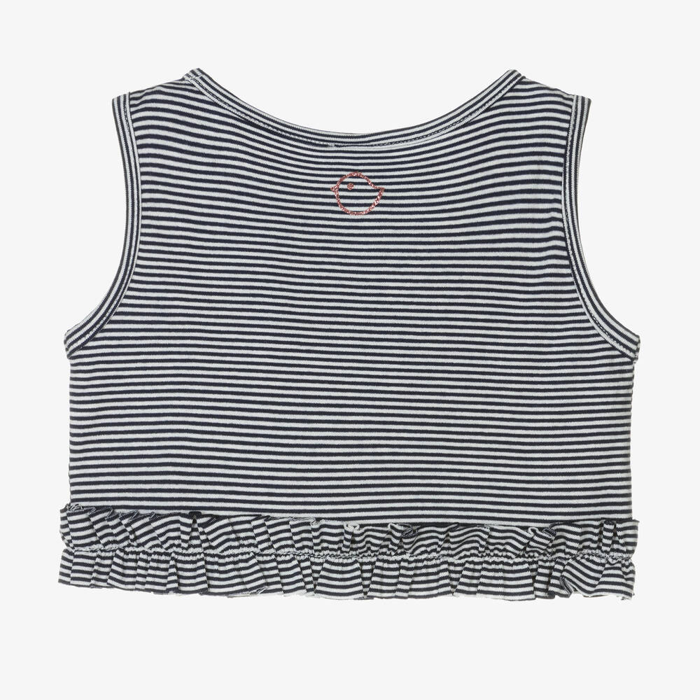 Falcotto by Naturino-Girls Blue & White Striped Jersey Top | Childrensalon Outlet