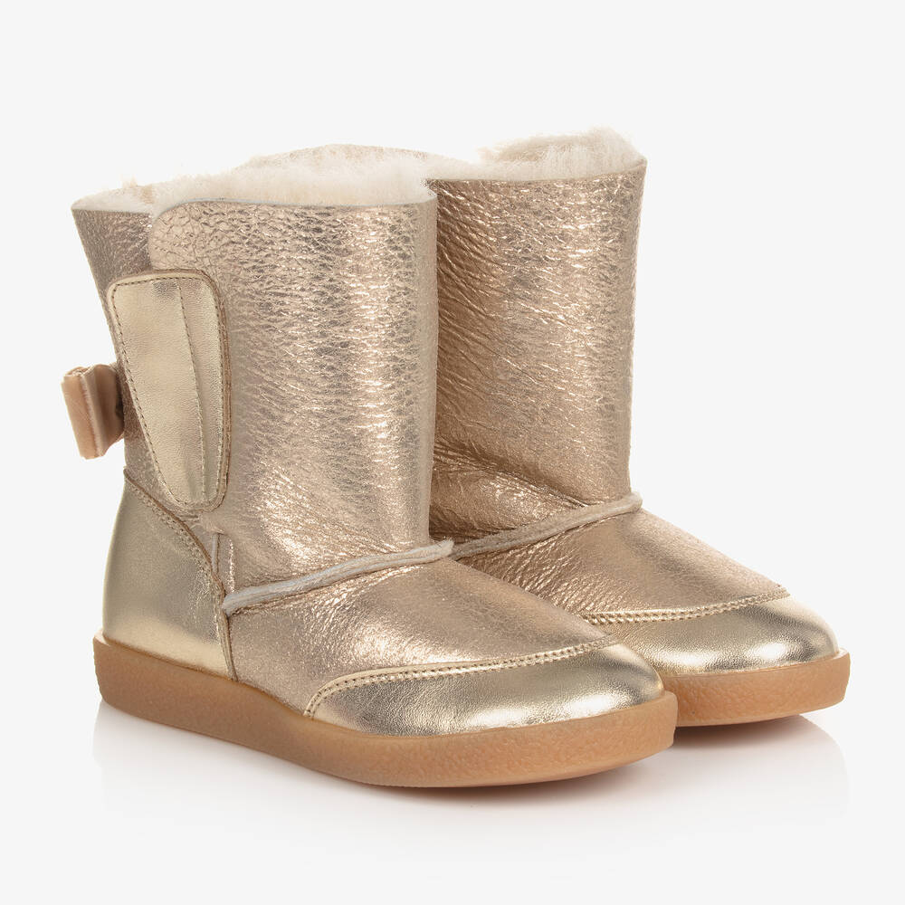 Falcotto by Naturino - Girls Gold Leather Boots | Childrensalon
