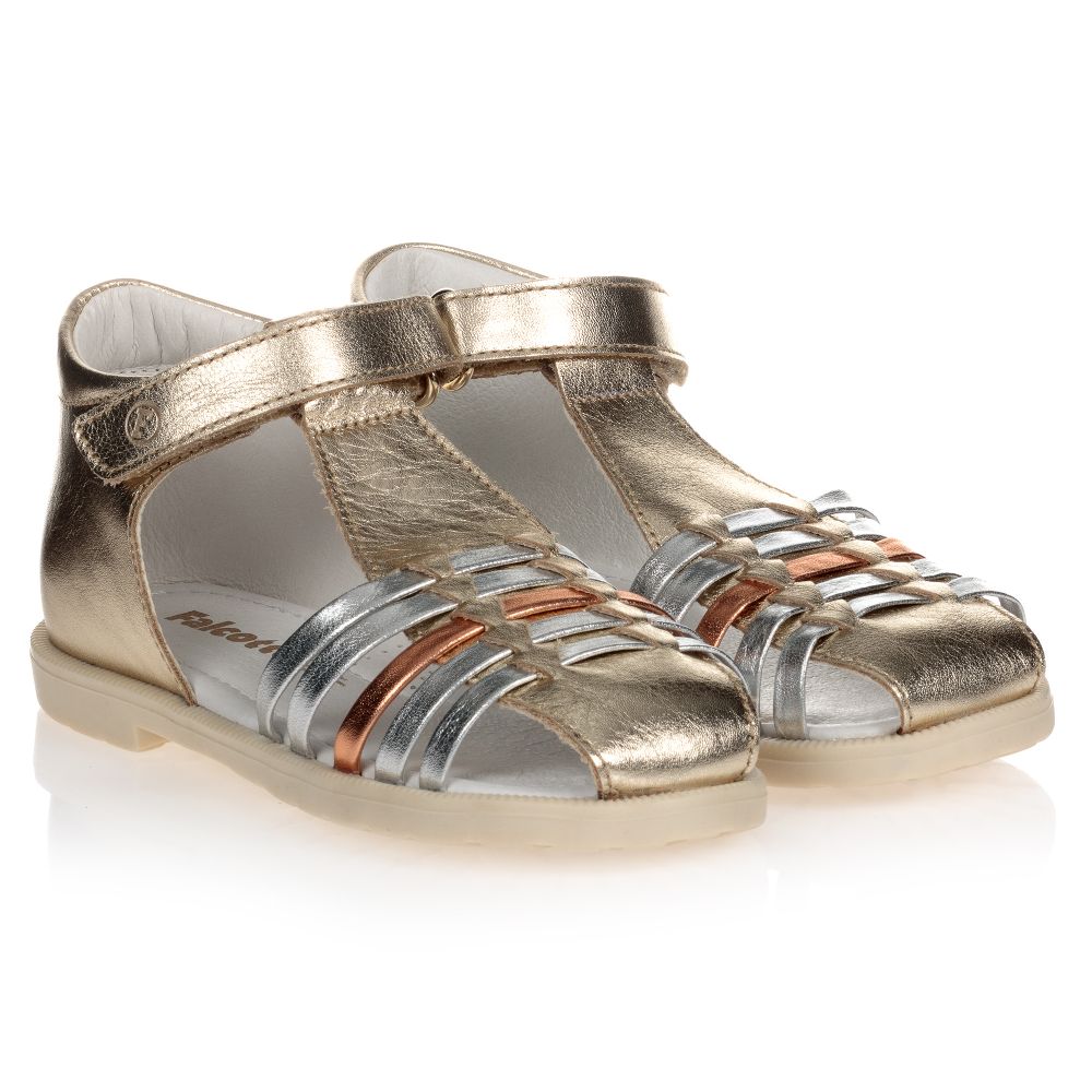 Falcotto by Naturino - Girls Gold Leather Sandals | Childrensalon