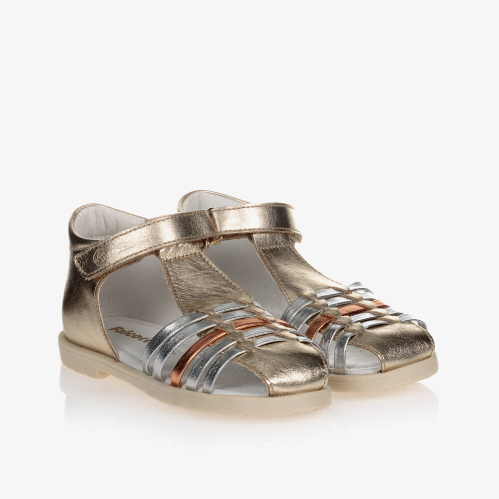 Falcotto by Naturino-Girls Gold Leather Sandals | Childrensalon Outlet