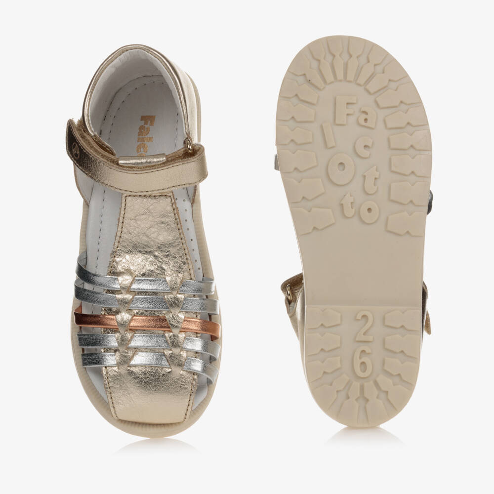 Falcotto by Naturino-Girls Gold Leather Sandals | Childrensalon Outlet
