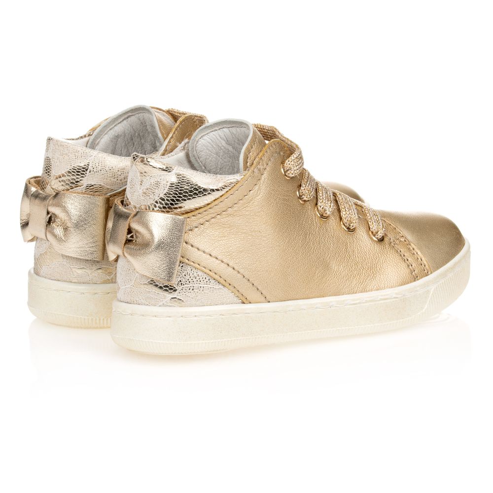 فالكوتو باي ناتورينو-Girls Gold Leather Trainers | Childrensalon Outlet
