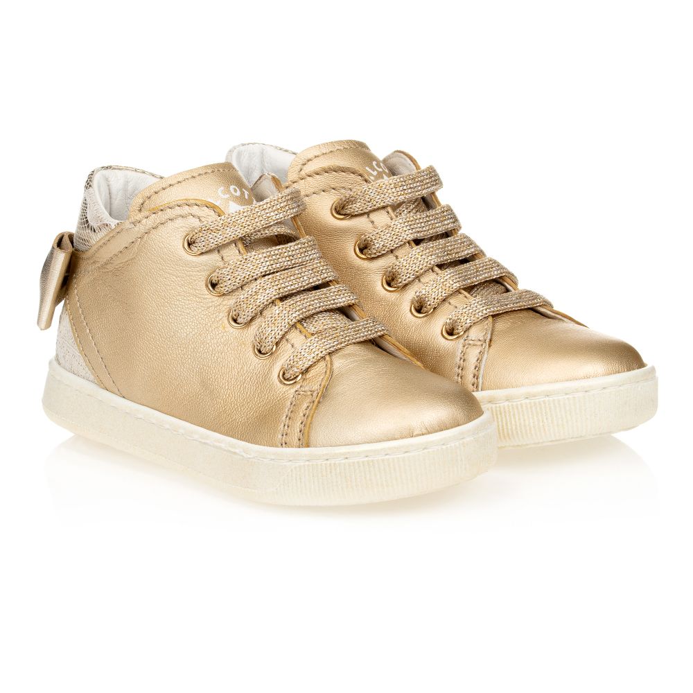 Falcotto by Naturino - Girls Gold Leather Trainers | Childrensalon