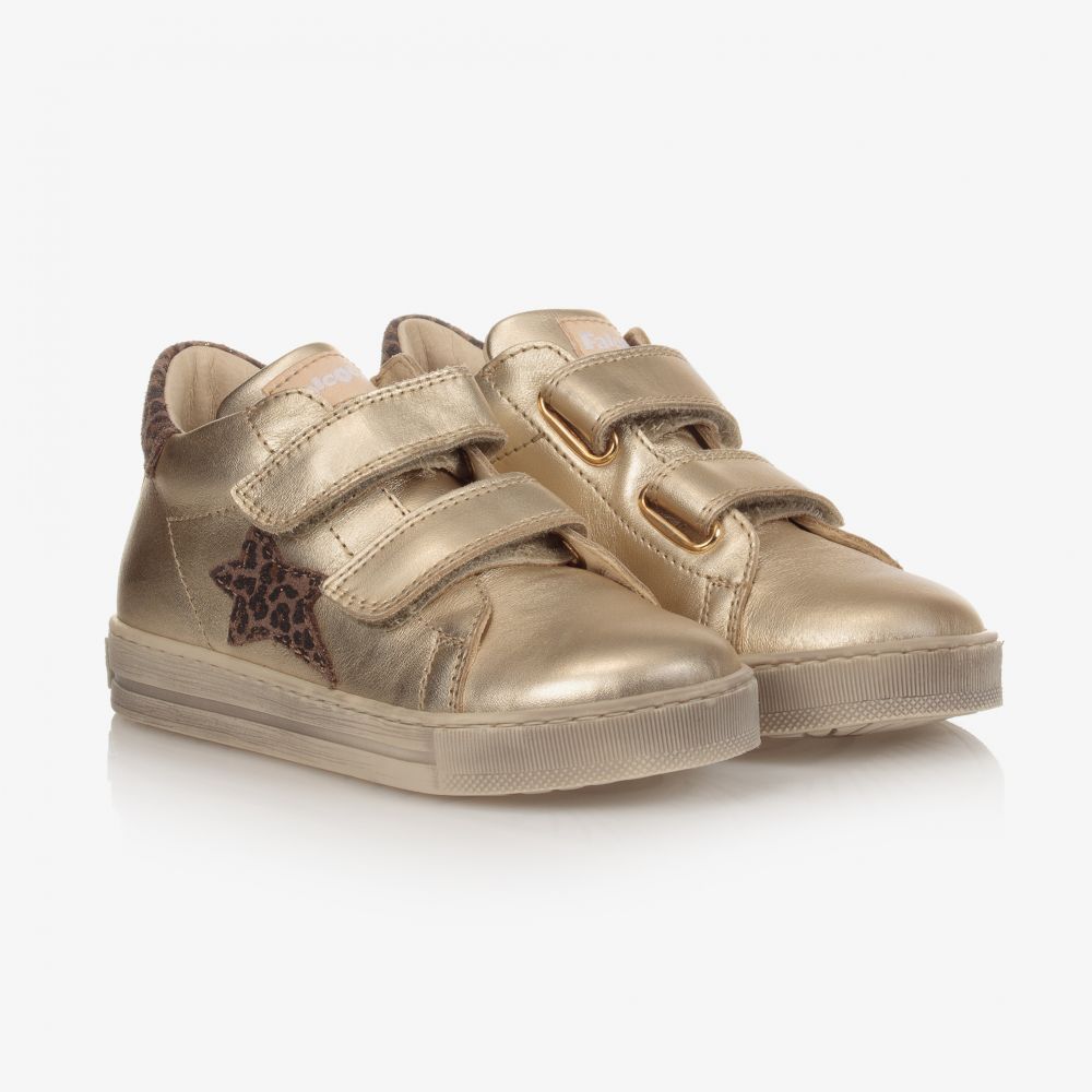 Falcotto by Naturino - Girls Gold Leather Trainers | Childrensalon