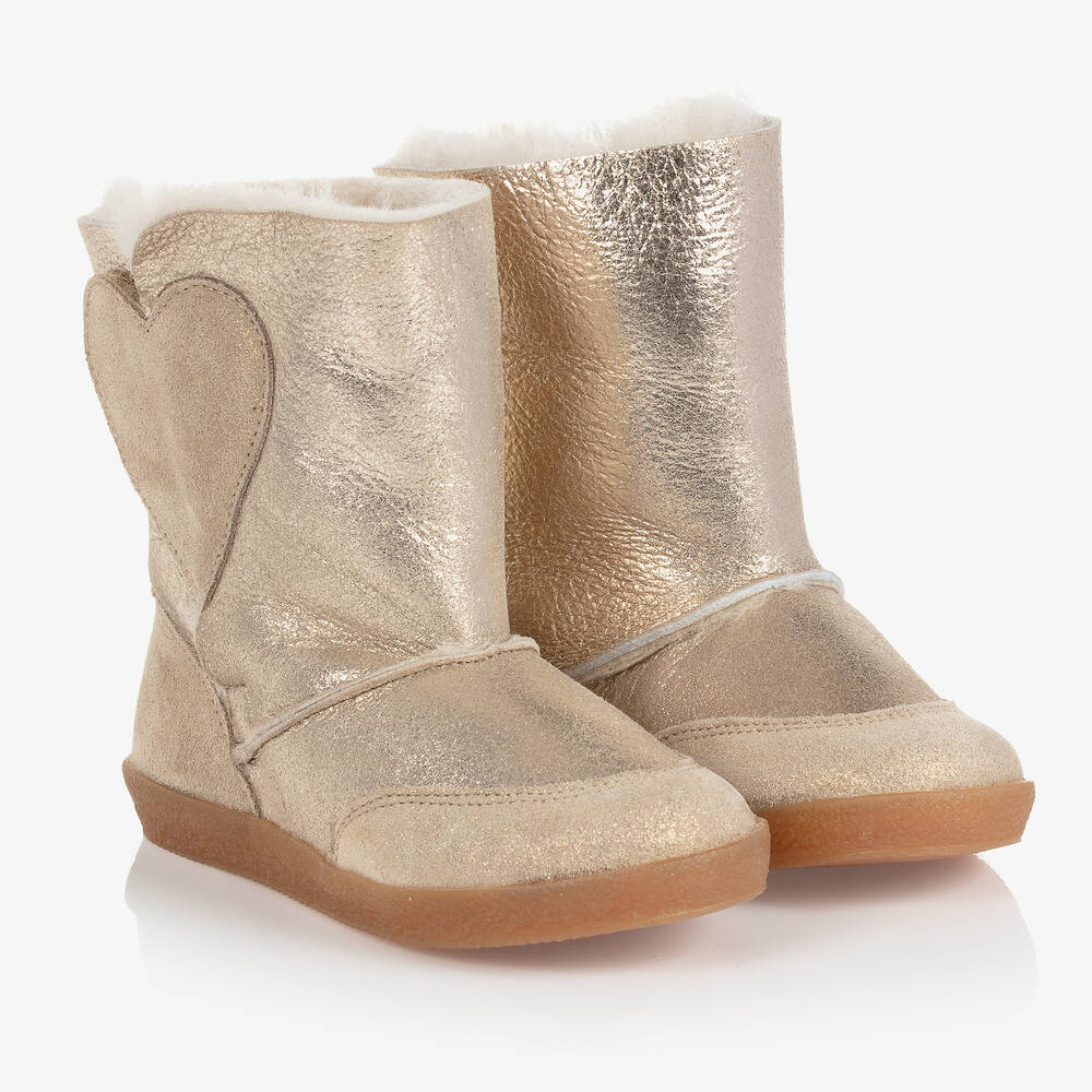 Falcotto by Naturino - Girls Gold Shearling Boots | Childrensalon