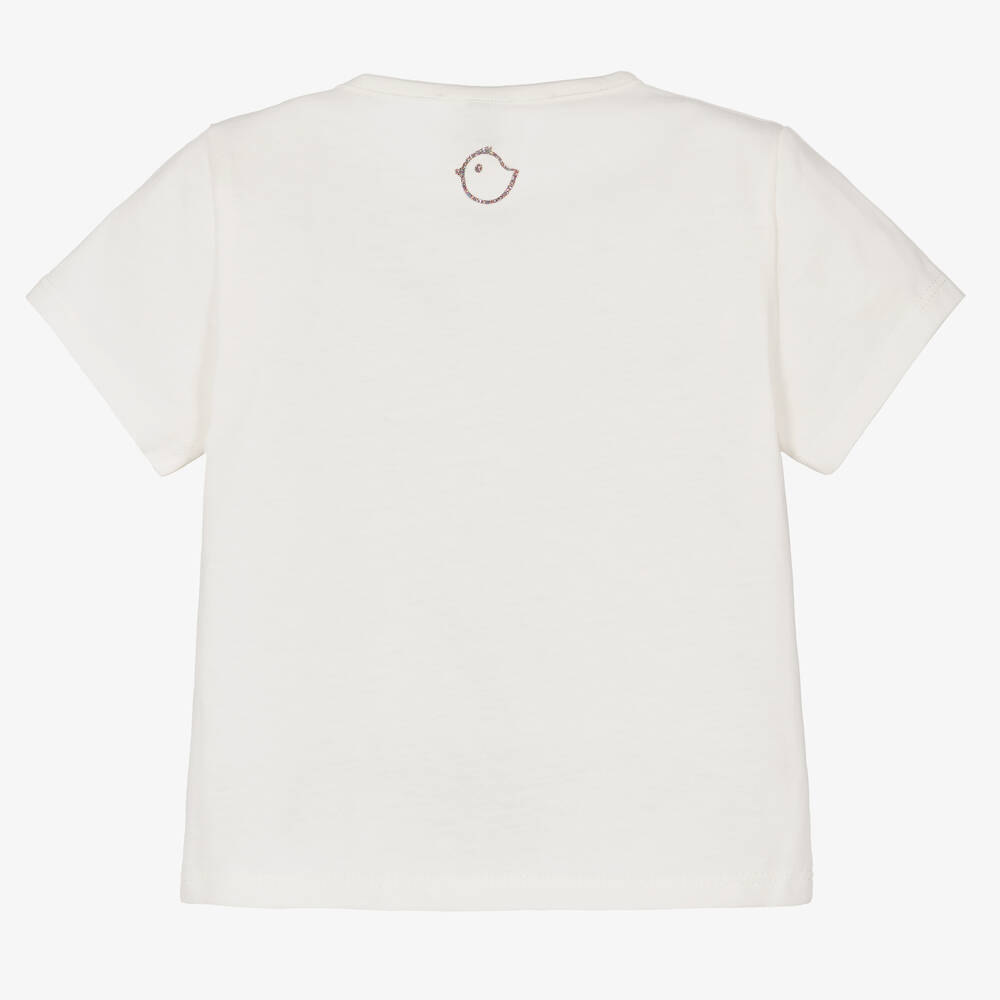 Falcotto by Naturino-Girls Ivory Cotton Glitter T-Shirt | Childrensalon Outlet