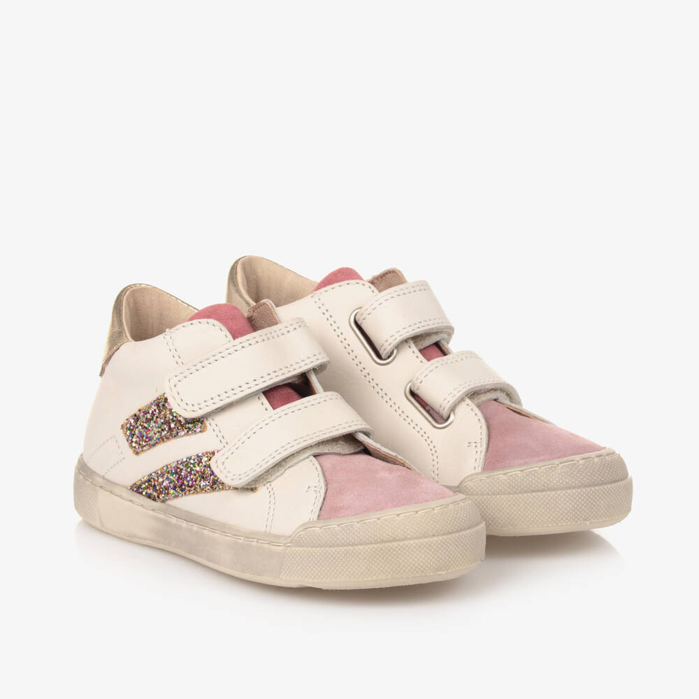 Falcotto by Naturino-Girls Ivory Glitter Stripe Sneakers | Childrensalon Outlet