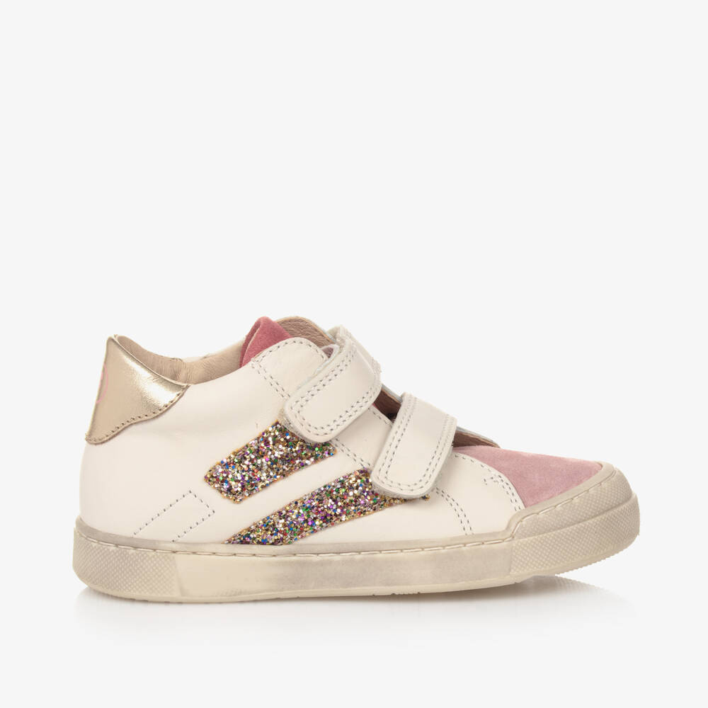 Falcotto by Naturino-Girls Ivory Glitter Stripe Sneakers | Childrensalon Outlet