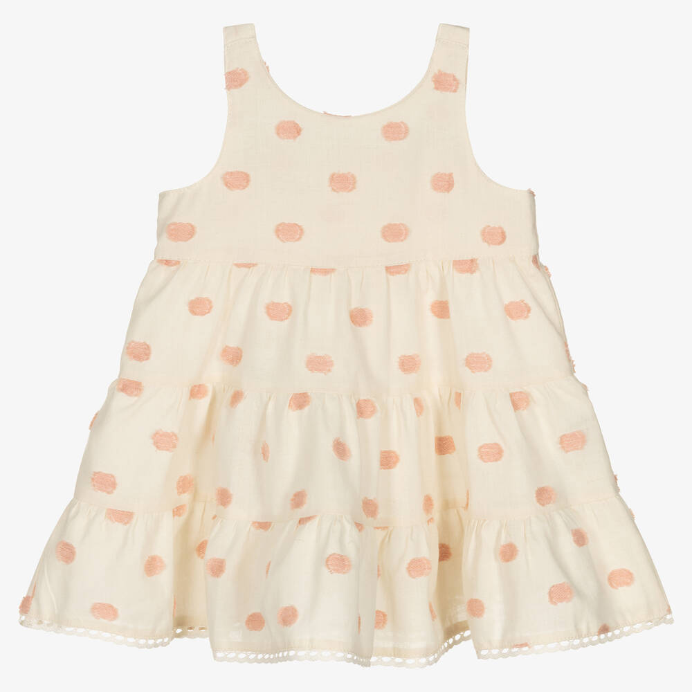Falcotto by Naturino - Girls Ivory & Pink Cotton Dress | Childrensalon