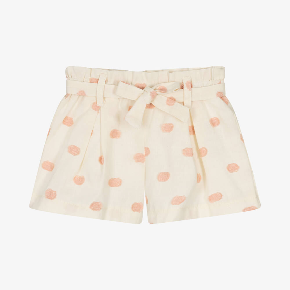 Falcotto by Naturino - Girls Ivory & Pink Cotton Shorts | Childrensalon