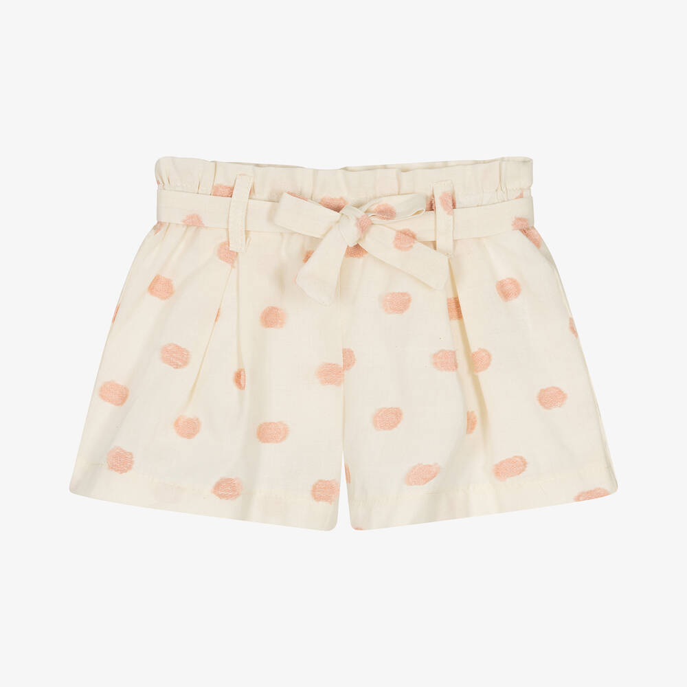 Falcotto by Naturino-Girls Ivory & Pink Cotton Shorts | Childrensalon Outlet