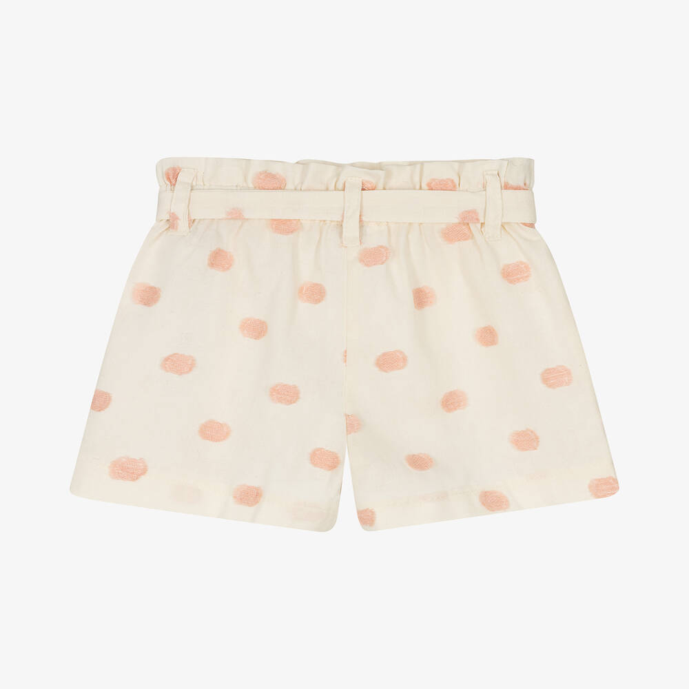 Falcotto by Naturino-Girls Ivory & Pink Cotton Shorts | Childrensalon Outlet