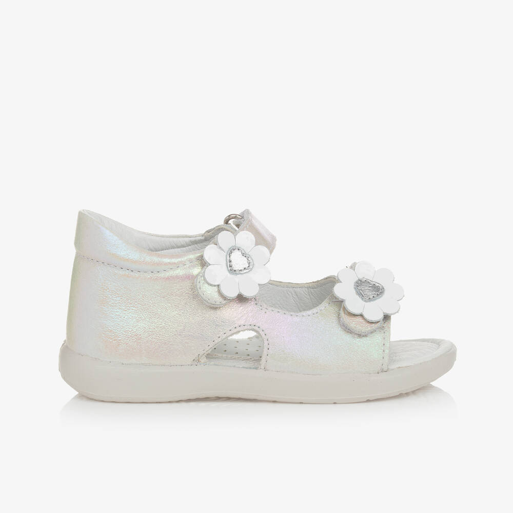 Falcotto by Naturino-Girls Pearlescent Ivory Leather Sandals | Childrensalon Outlet