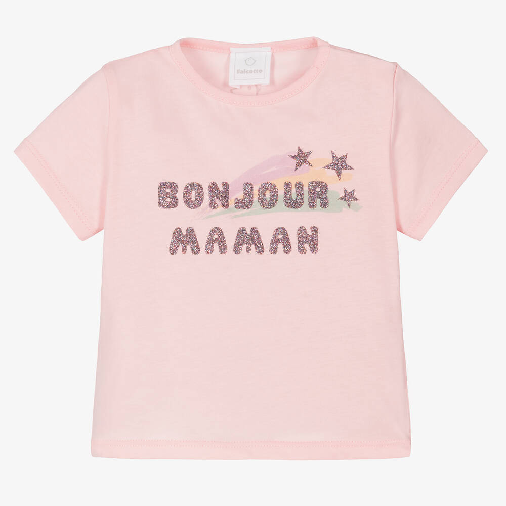 Falcotto by Naturino - Girls Pink Cotton Glitter T-Shirt | Childrensalon