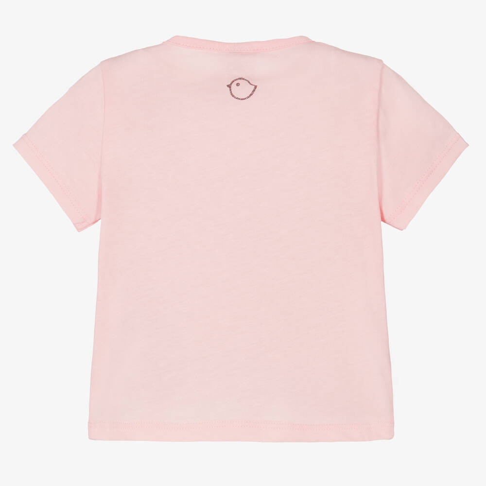 Falcotto by Naturino-Girls Pink Cotton Glitter T-Shirt | Childrensalon Outlet