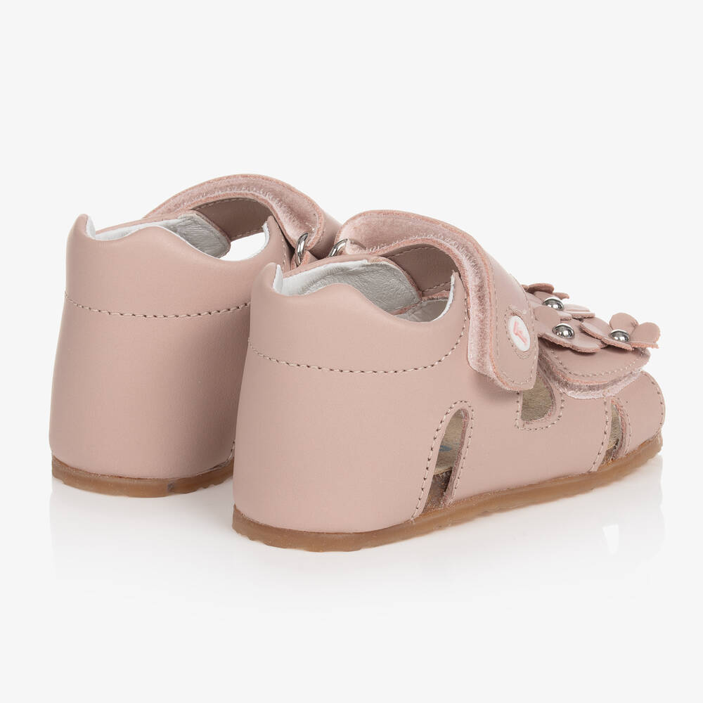 Falcotto by Naturino-Розовые кожаные сандалии с цветами | Childrensalon Outlet
