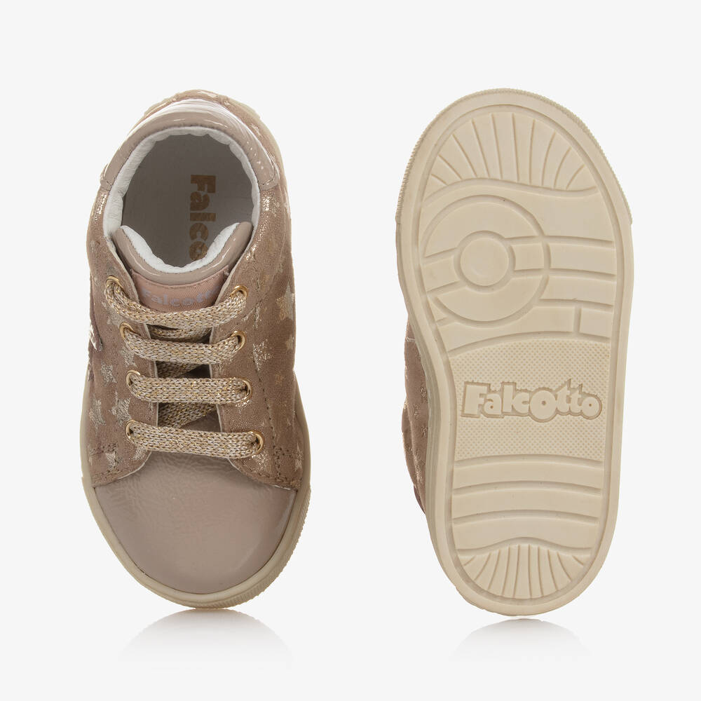 Falcotto by Naturino-Girls Pink Leather Star Trainers | Childrensalon Outlet