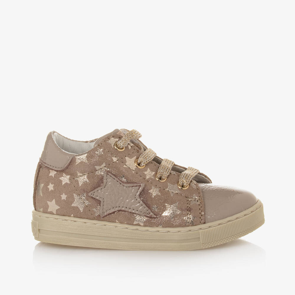 Falcotto by Naturino-Girls Pink Leather Star Trainers | Childrensalon Outlet