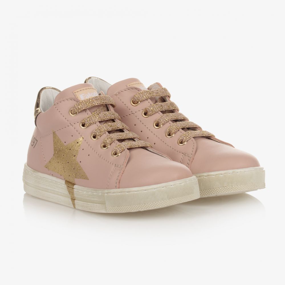 Falcotto by Naturino - Girls Pink Leather Trainers | Childrensalon