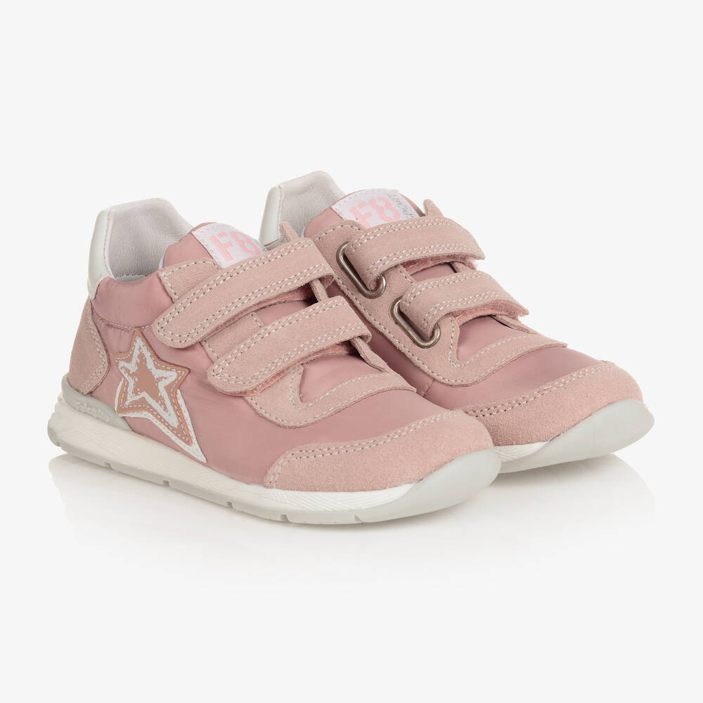 Falcotto by Naturino - Girls Pink Star Leather Trainers | Childrensalon