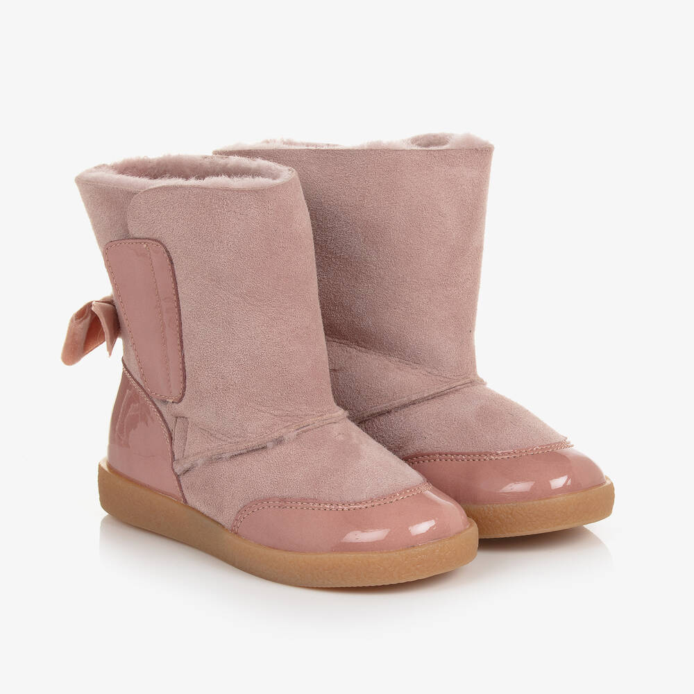 Falcotto by Naturino - Bottines rose en daim à nœud fille | Childrensalon