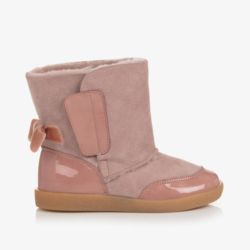 Falcotto by Naturino-Girls Pink Suede Leather Bow Boots | Childrensalon Outlet
