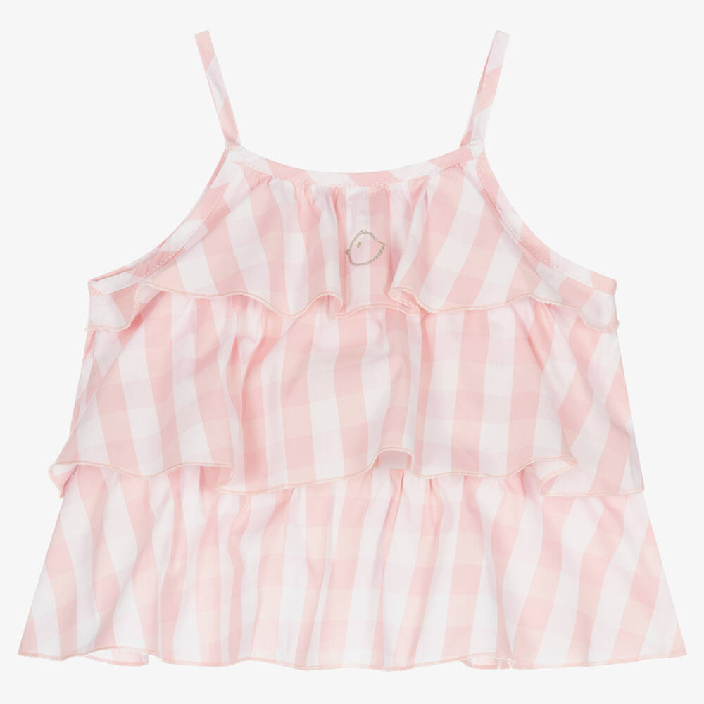 Falcotto by Naturino-Girls Pink & White Check Cotton Blouse | Childrensalon Outlet