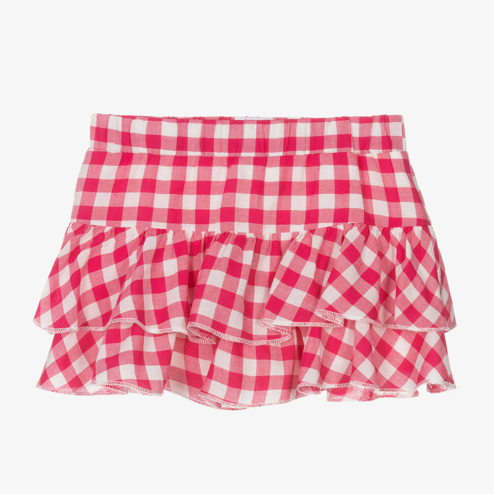 Falcotto by Naturino - Girls Pink & White Check Cotton Skirt | Childrensalon