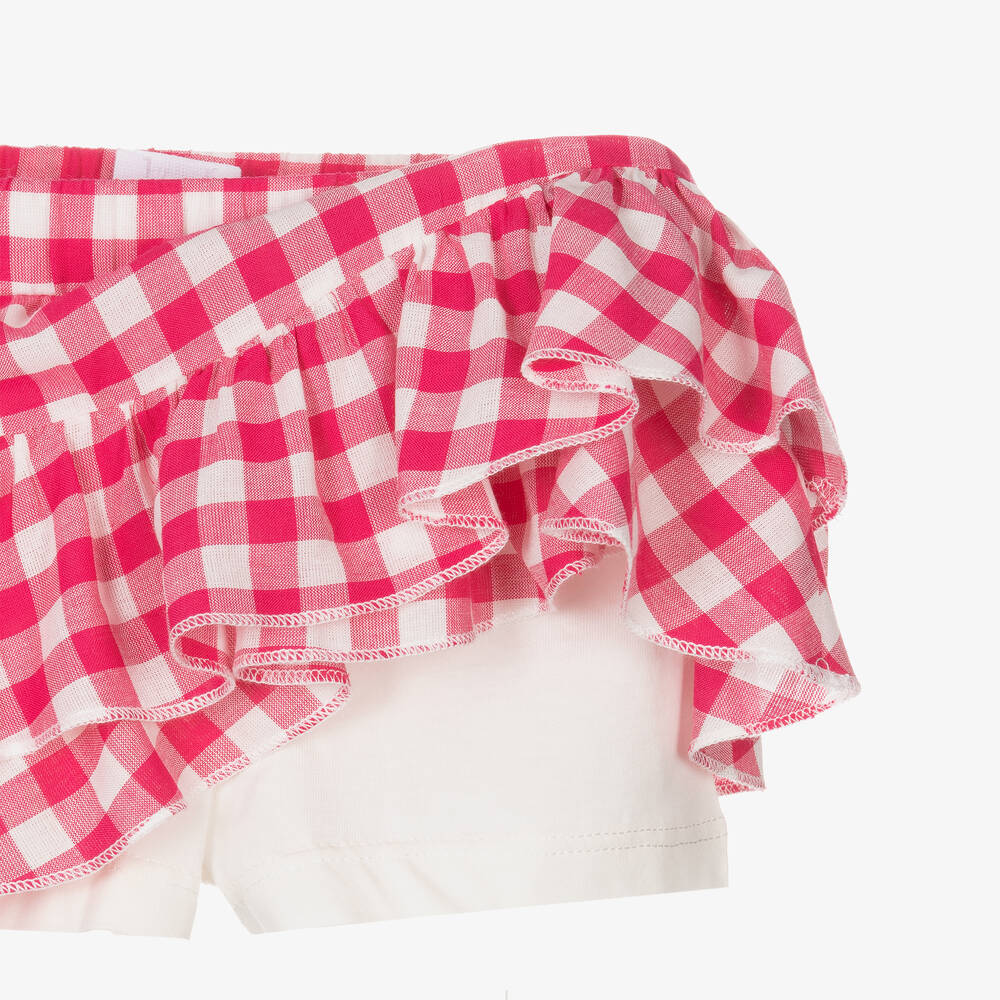Falcotto by Naturino-Girls Pink & White Check Cotton Skirt | Childrensalon Outlet