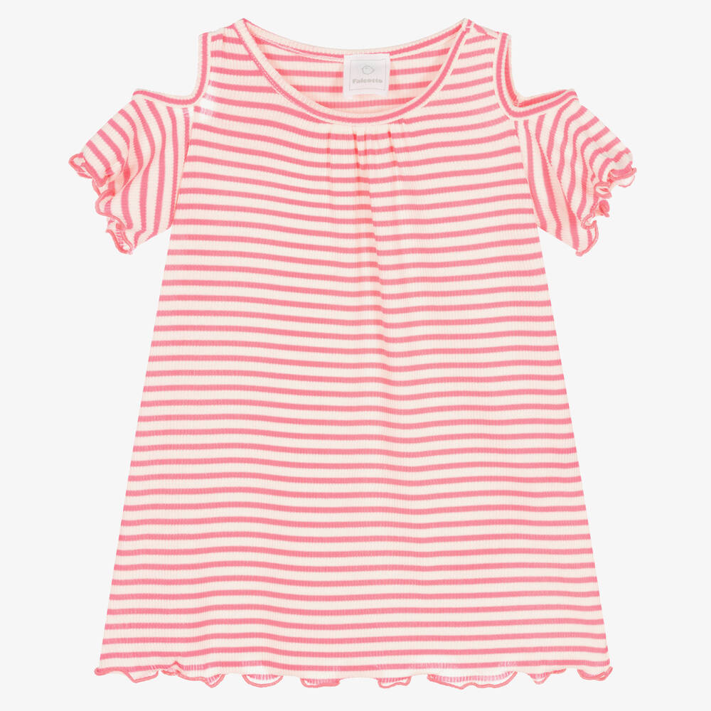 Falcotto by Naturino - Girls Pink & White Striped Jersey Dress | Childrensalon
