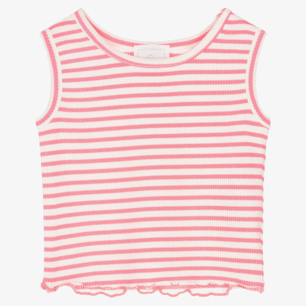 Falcotto by Naturino - Girls Pink & White Striped Jersey Top | Childrensalon