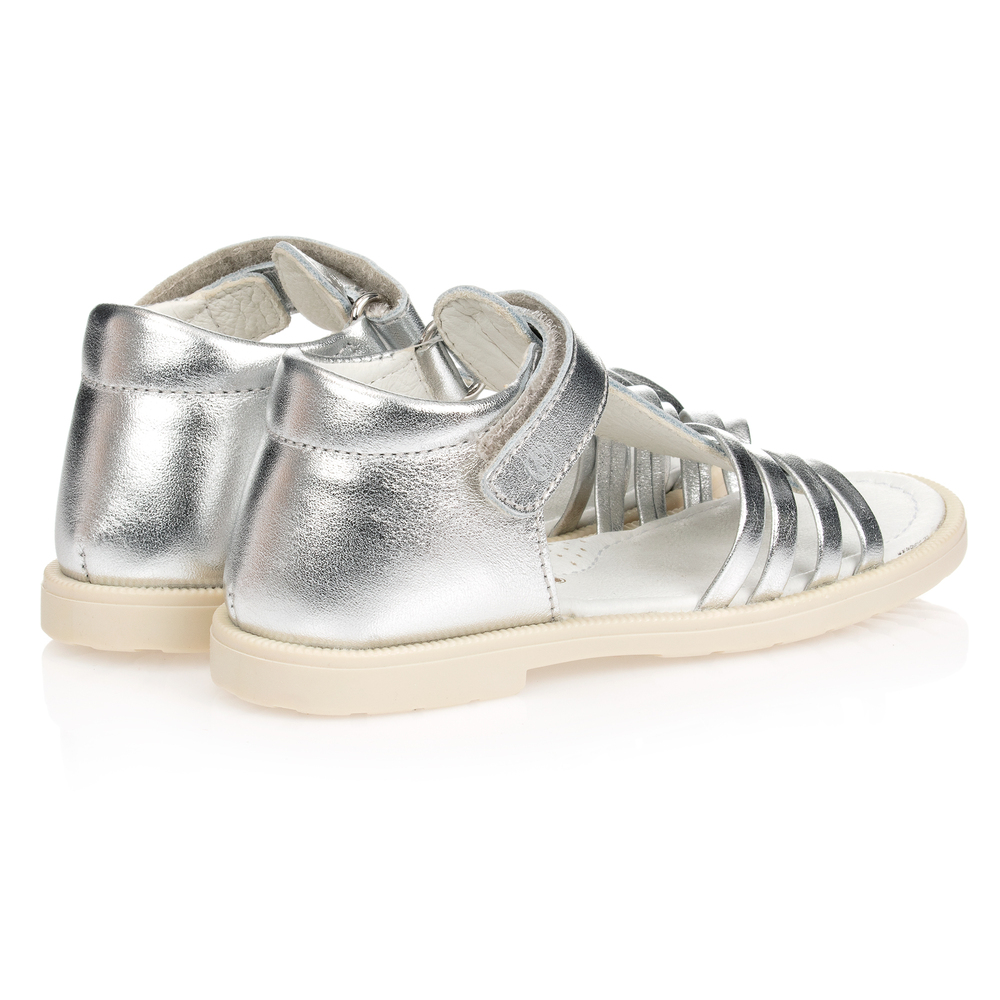Falcotto by Naturino-Girls Silver Leather Sandals | Childrensalon Outlet