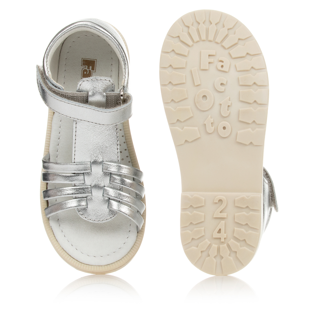 Falcotto by Naturino-Girls Silver Leather Sandals | Childrensalon Outlet