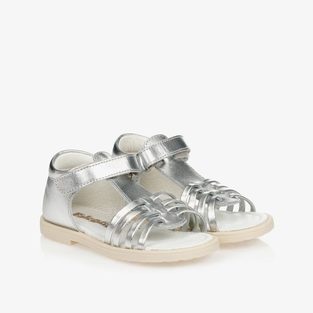 Falcotto by Naturino-Girls Silver Leather Sandals | Childrensalon Outlet