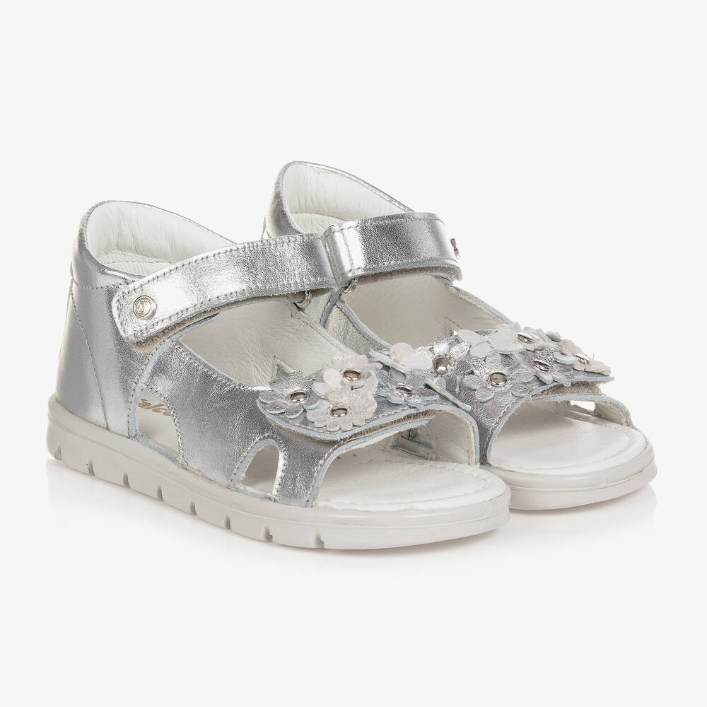 Falcotto by Naturino - Girls Silver Leather Sandals | Childrensalon