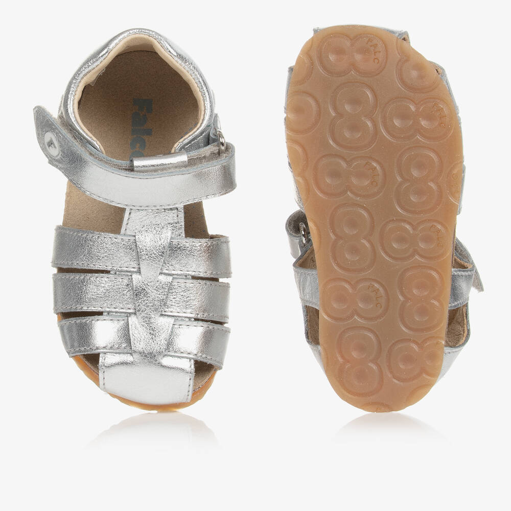 Falcotto by Naturino-Girls Silver Leather Sandals | Childrensalon Outlet