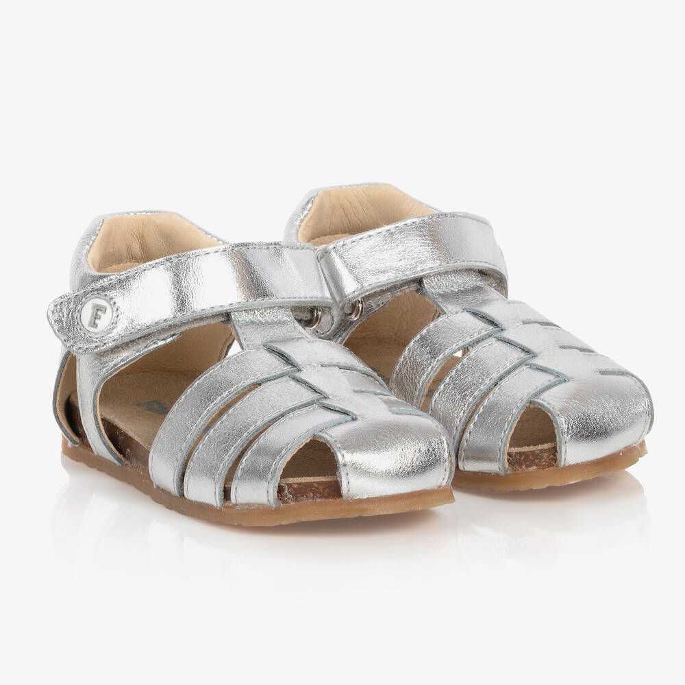 Falcotto by Naturino - Girls Silver Leather Sandals | Childrensalon