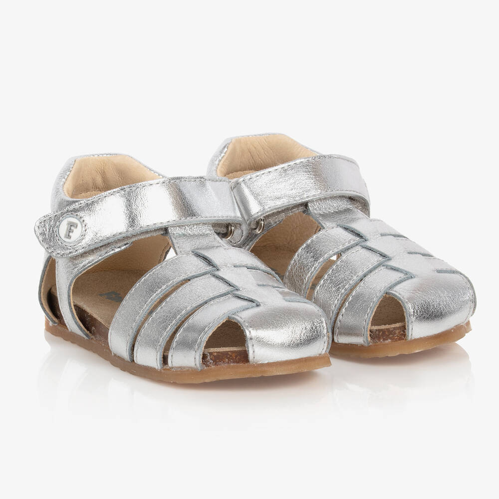 Falcotto by Naturino - Silberne Ledersandalen für Mädchen | Childrensalon