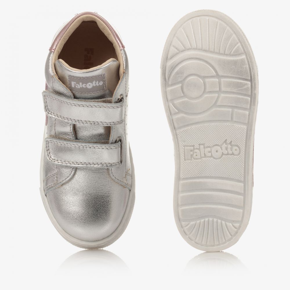 Silver on sale leather trainers