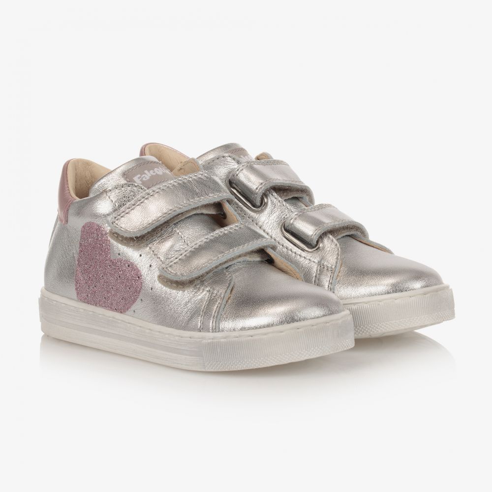 Falcotto by Naturino - Girls Silver Leather Trainers | Childrensalon