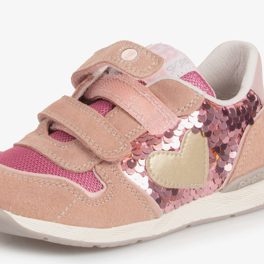 Falcotto by Naturino-Girls Sparkling Pink Leather Trainers | Childrensalon Outlet