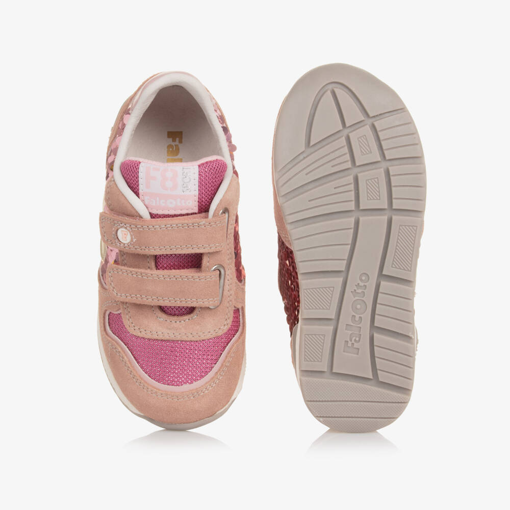 Falcotto by Naturino-Girls Sparkling Pink Leather Trainers | Childrensalon Outlet