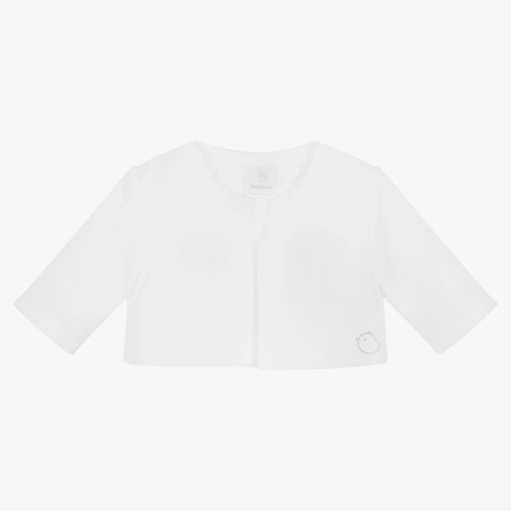 Falcotto by Naturino - Girls White Cotton Bolero Cardigan | Childrensalon