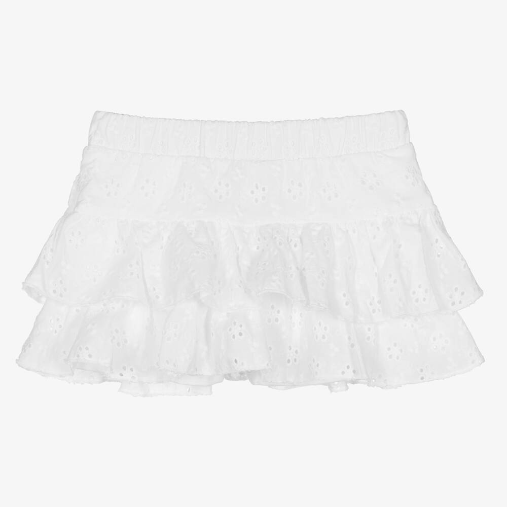 Falcotto by Naturino-Girls White Cotton Broderie Anglaise Skirt | Childrensalon Outlet