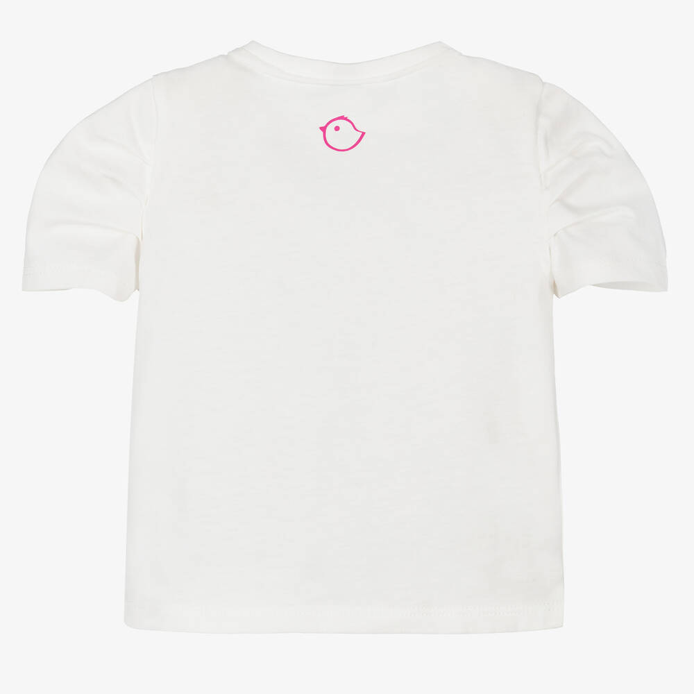 Falcotto by Naturino-Girls White Cotton Love T-Shirt | Childrensalon Outlet