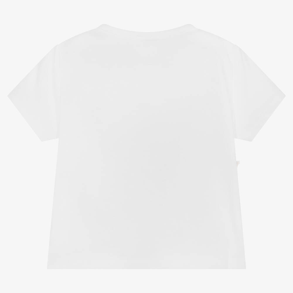 Falcotto by Naturino-Girls White Cotton Zebra T-Shirt | Childrensalon Outlet