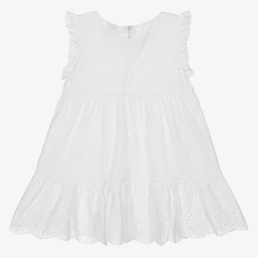 Falcotto by Naturino-Girls White Embroidered Cotton Dress | Childrensalon Outlet